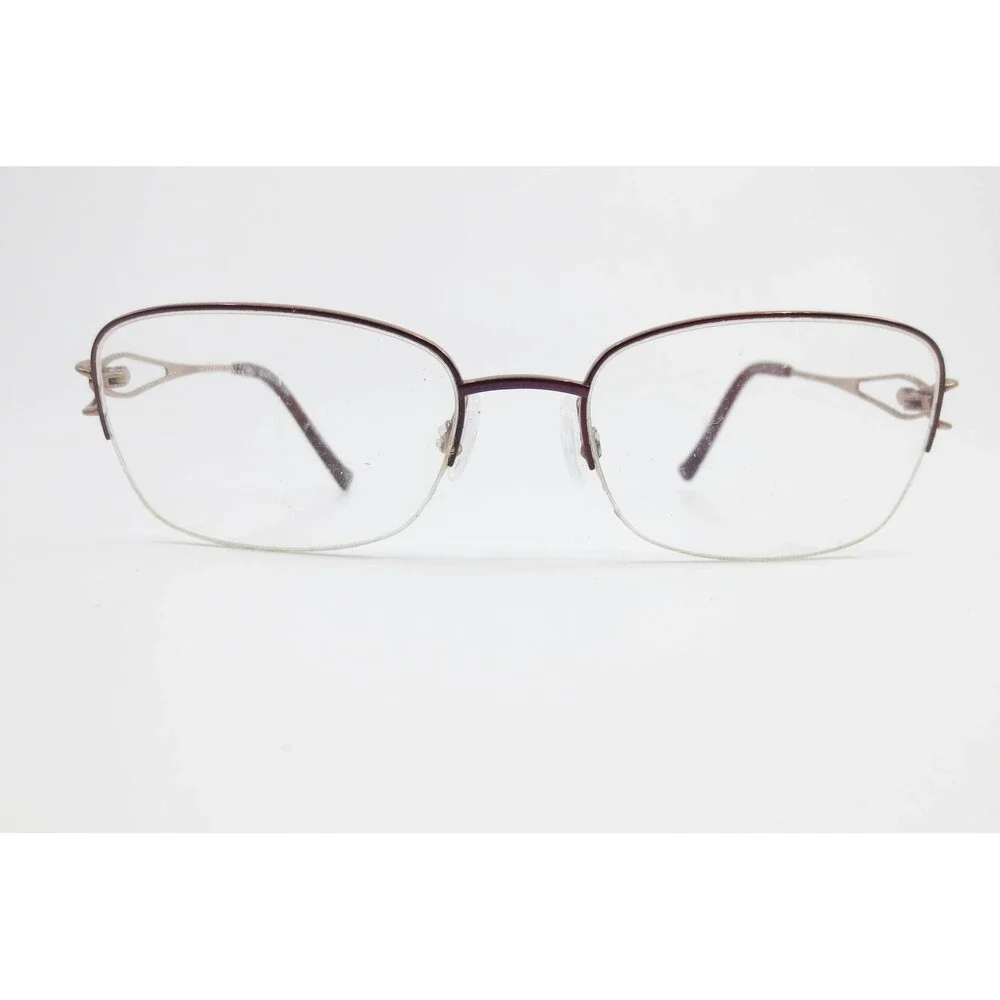 Tura R134 BUR Eyeglasses Burgundy Rose Gold Semi Rimless Crystal Frames